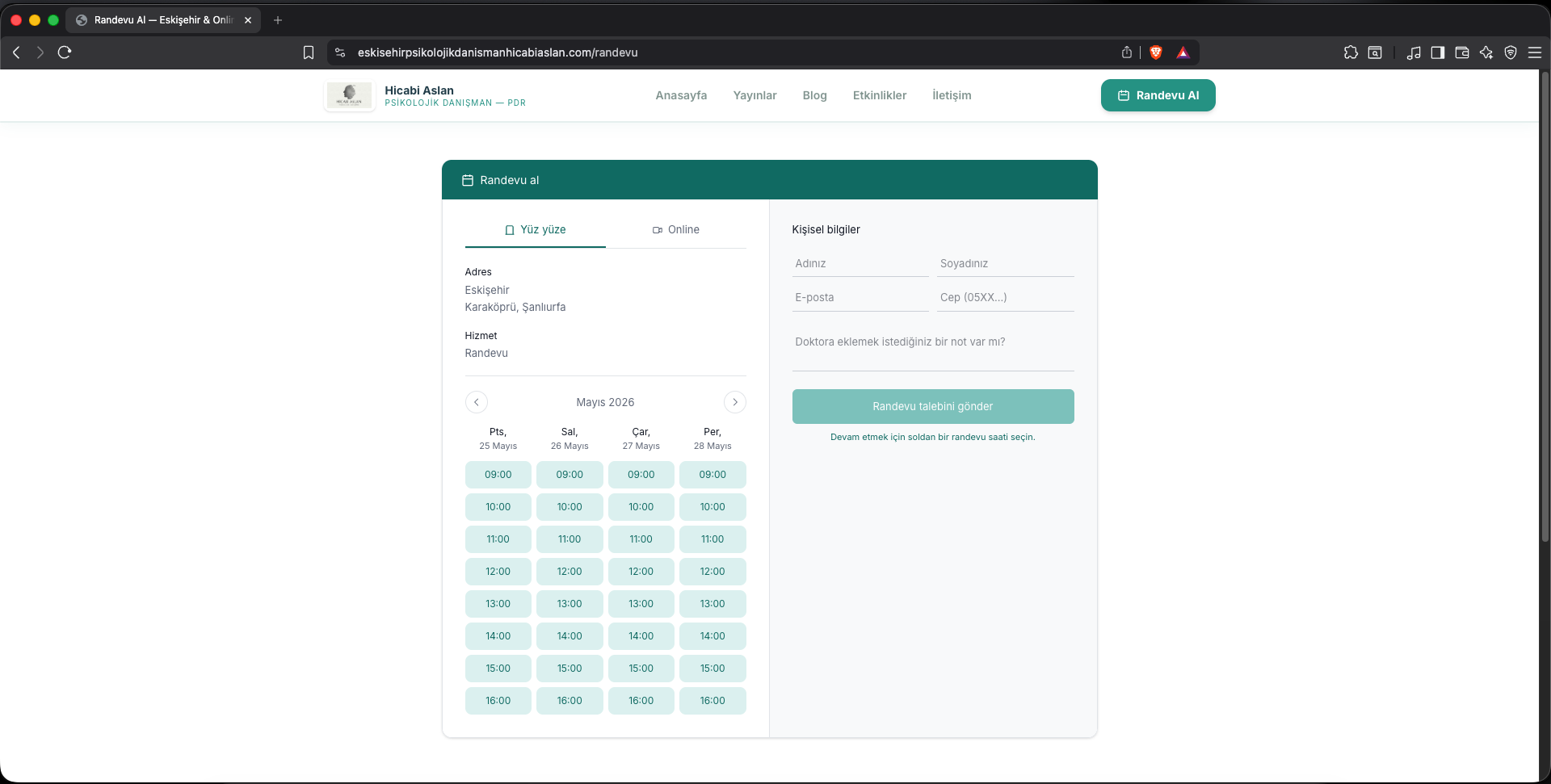 Hicabi Aslan Psychology — Appointment & CMS Platform